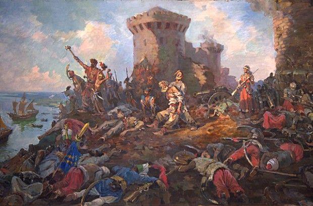 Начало осады Азовской крепости донскими казаками